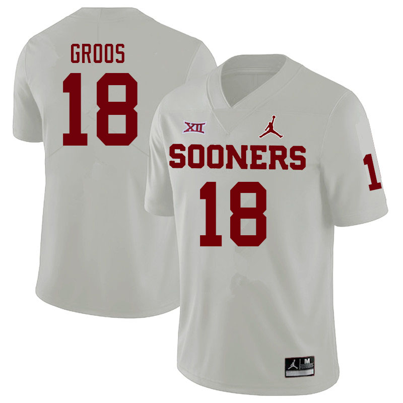 Oklahoma Sooners #18 Carsten Groos College Football Jerseys Sale-White